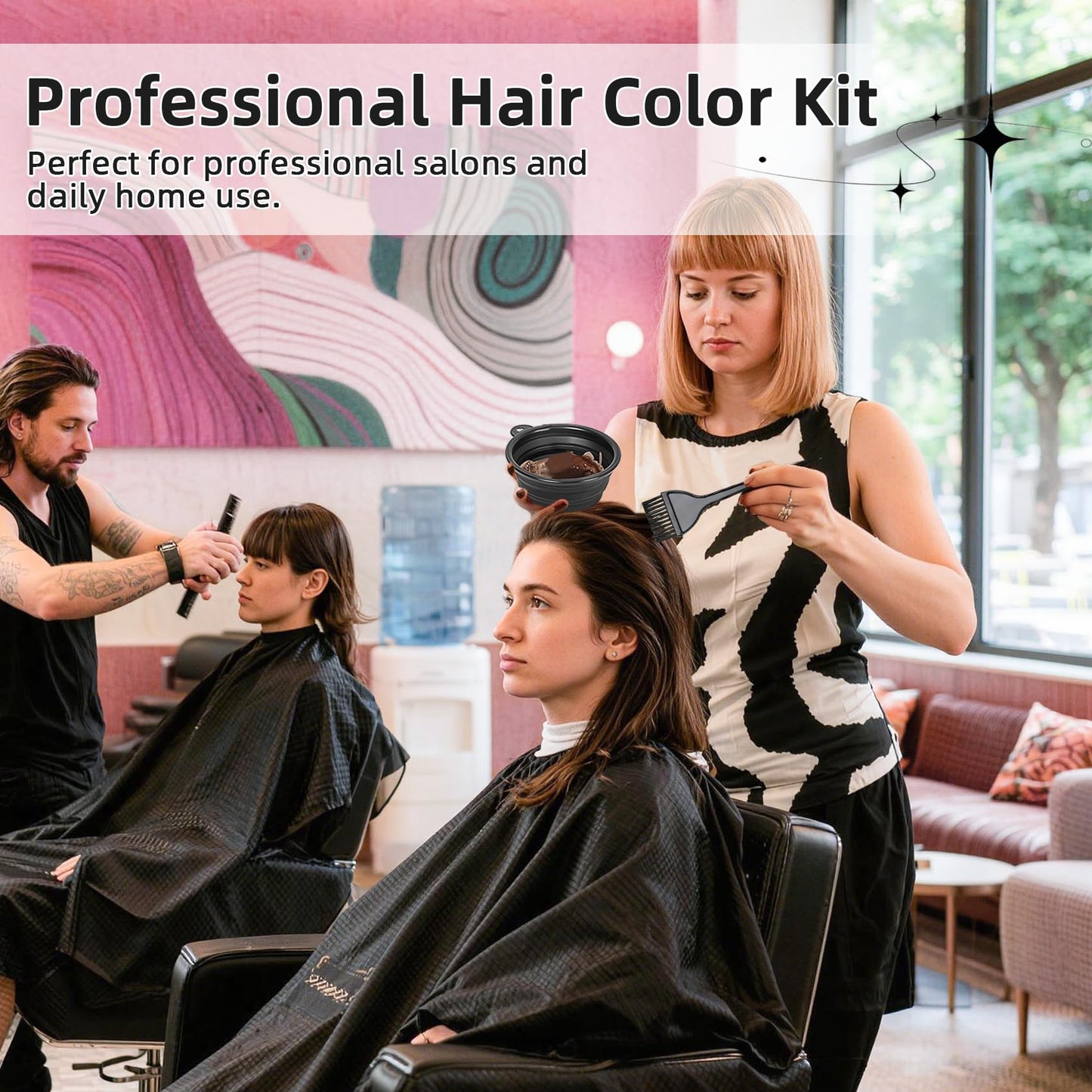 ROOHUA complete home salon hair styling accessory kit organized together.