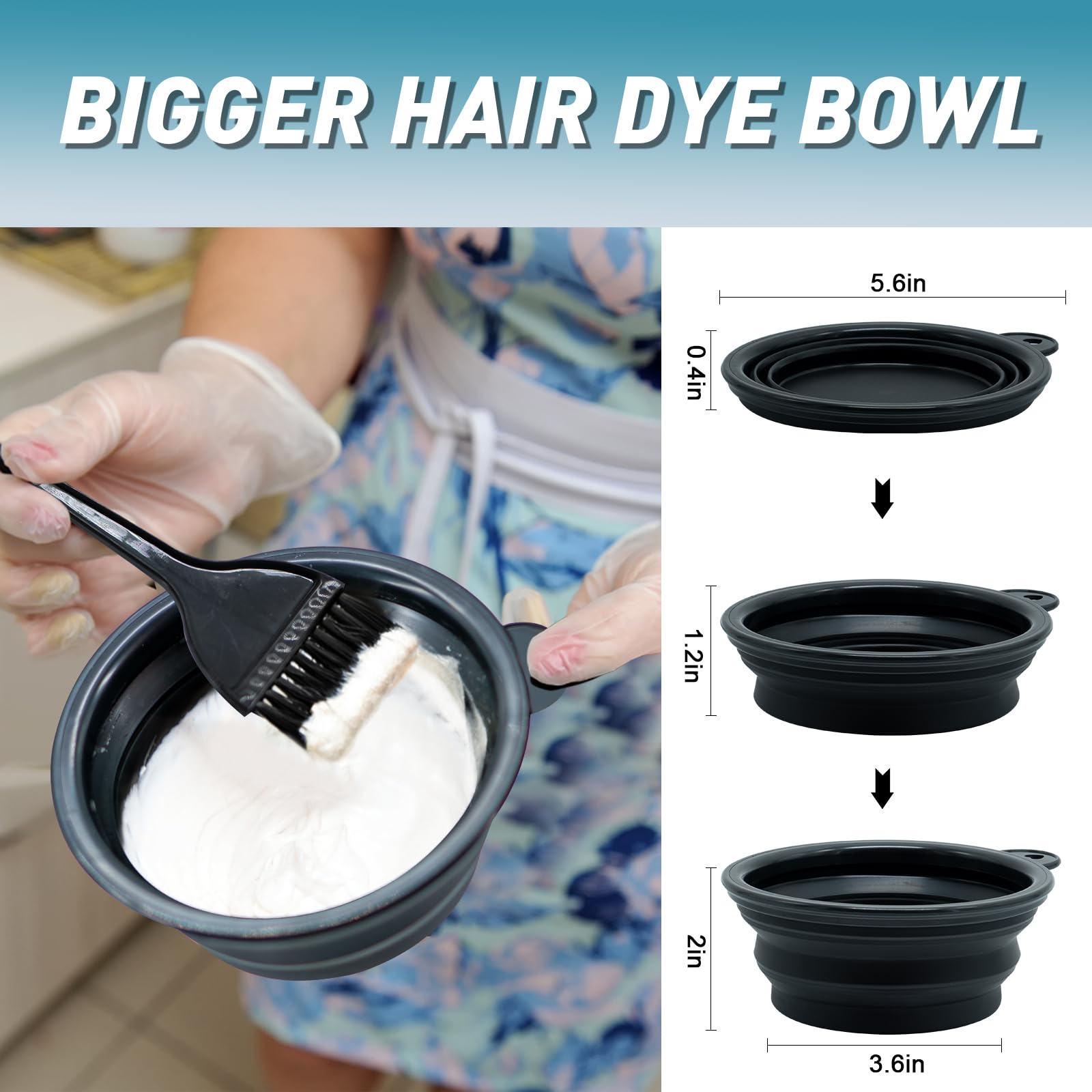 Clear plastic storage bag containing the complete hair dye brush and mixing bowl set.