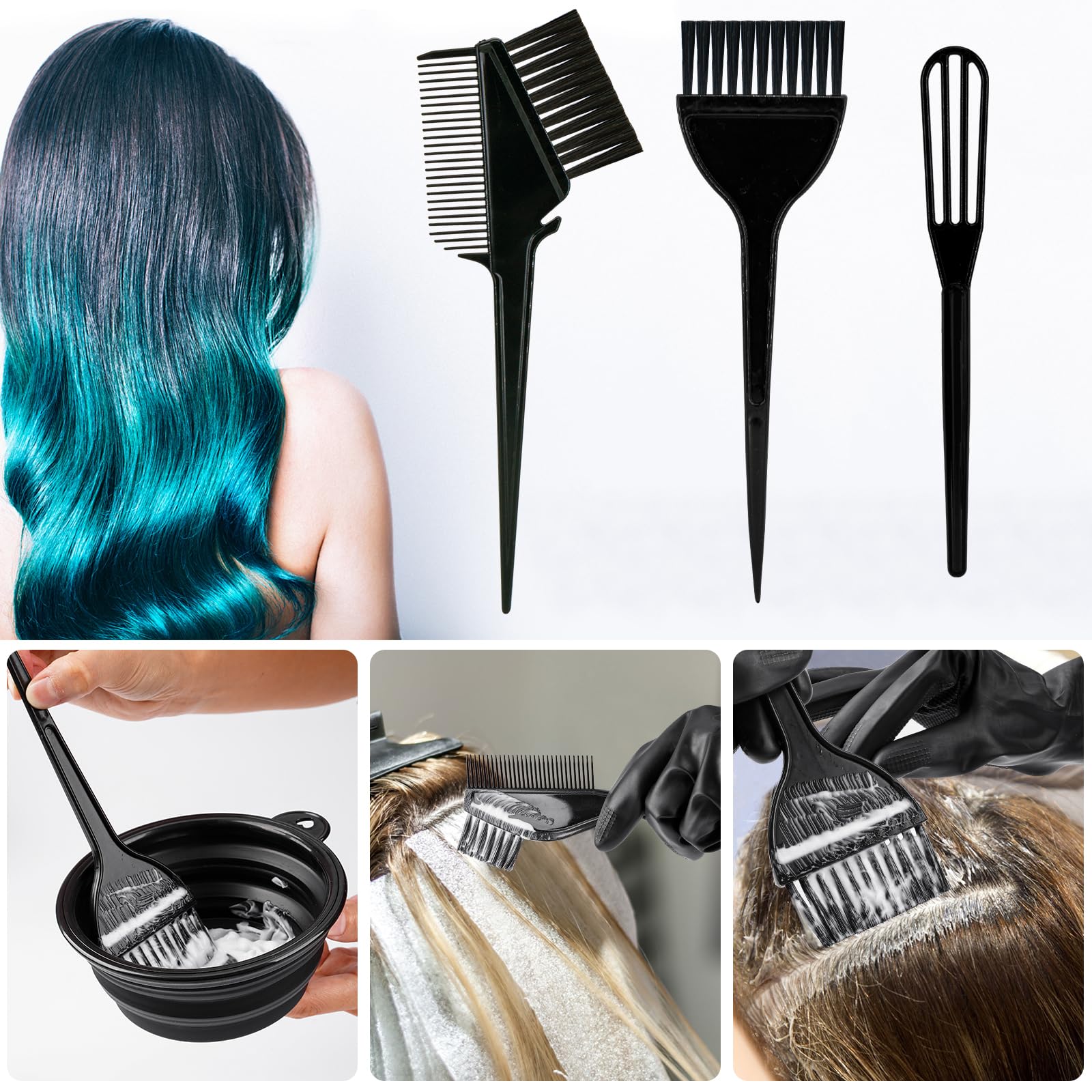 Close up of the durable black plastic tinting bowl and manual mixing whisk applicator.