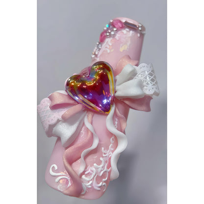 BHCCXZ professional nail salon mold showcasing finished 3D resin bowknot embellishments next to the tool.