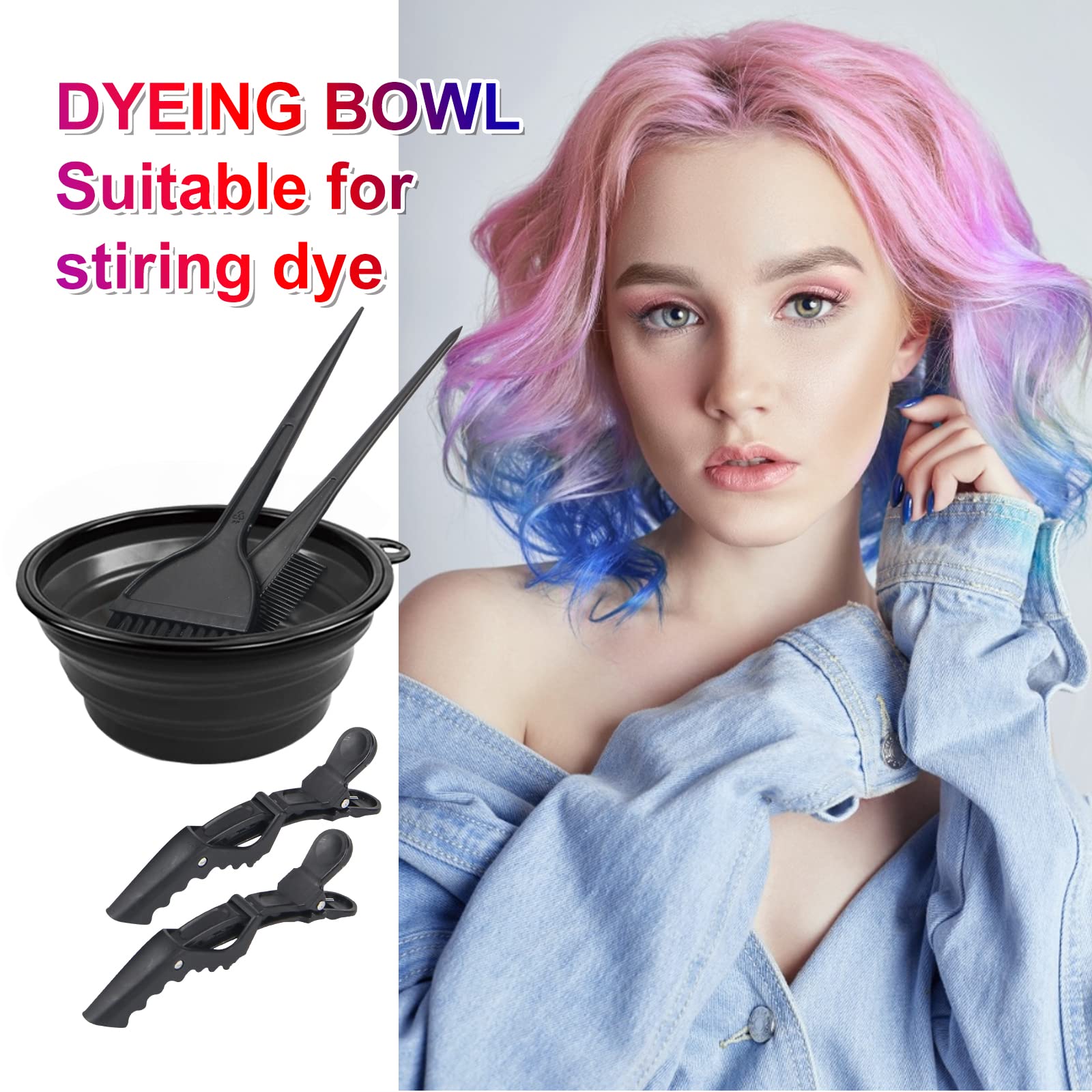 Foldable silicone hair color mixing bowl with handle included in the Yexixsr kit