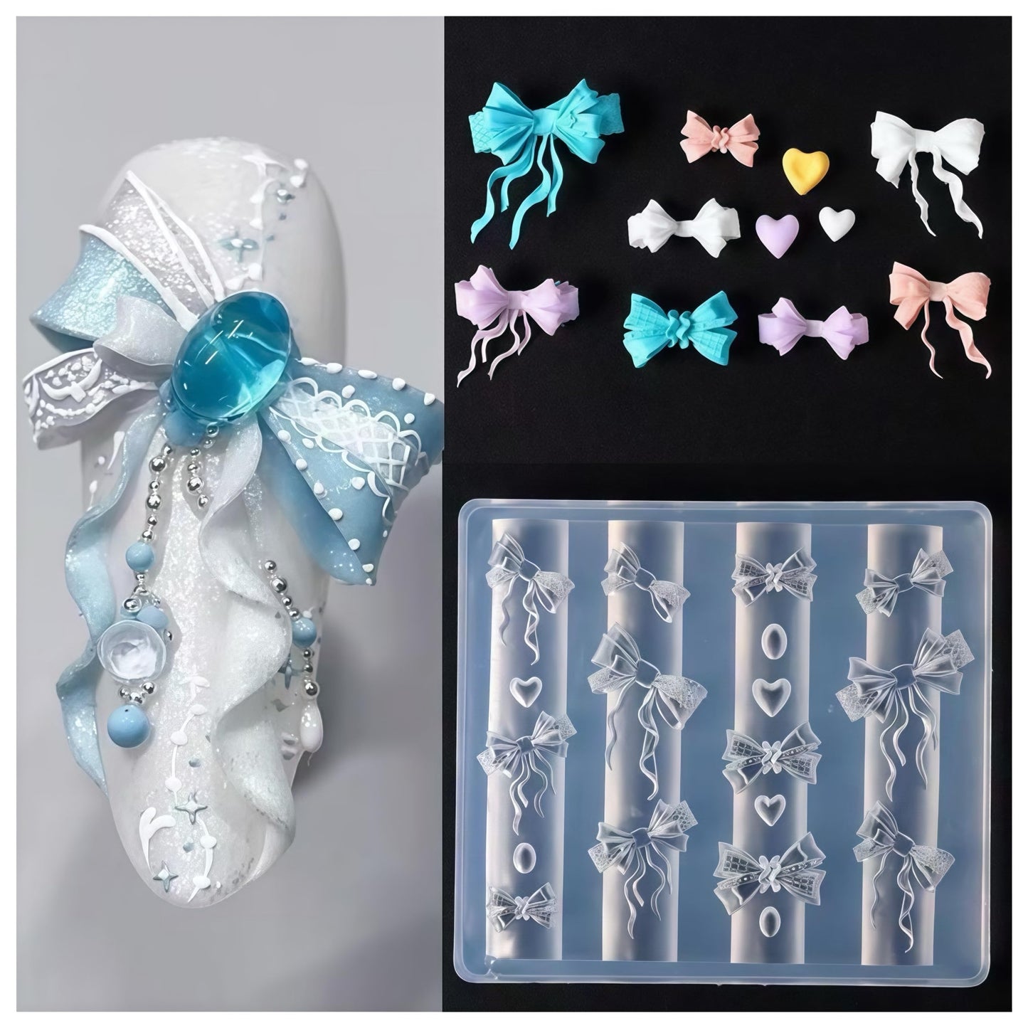 BHCCXZ coquette style nail art silicone tool arranged on a clean workspace.