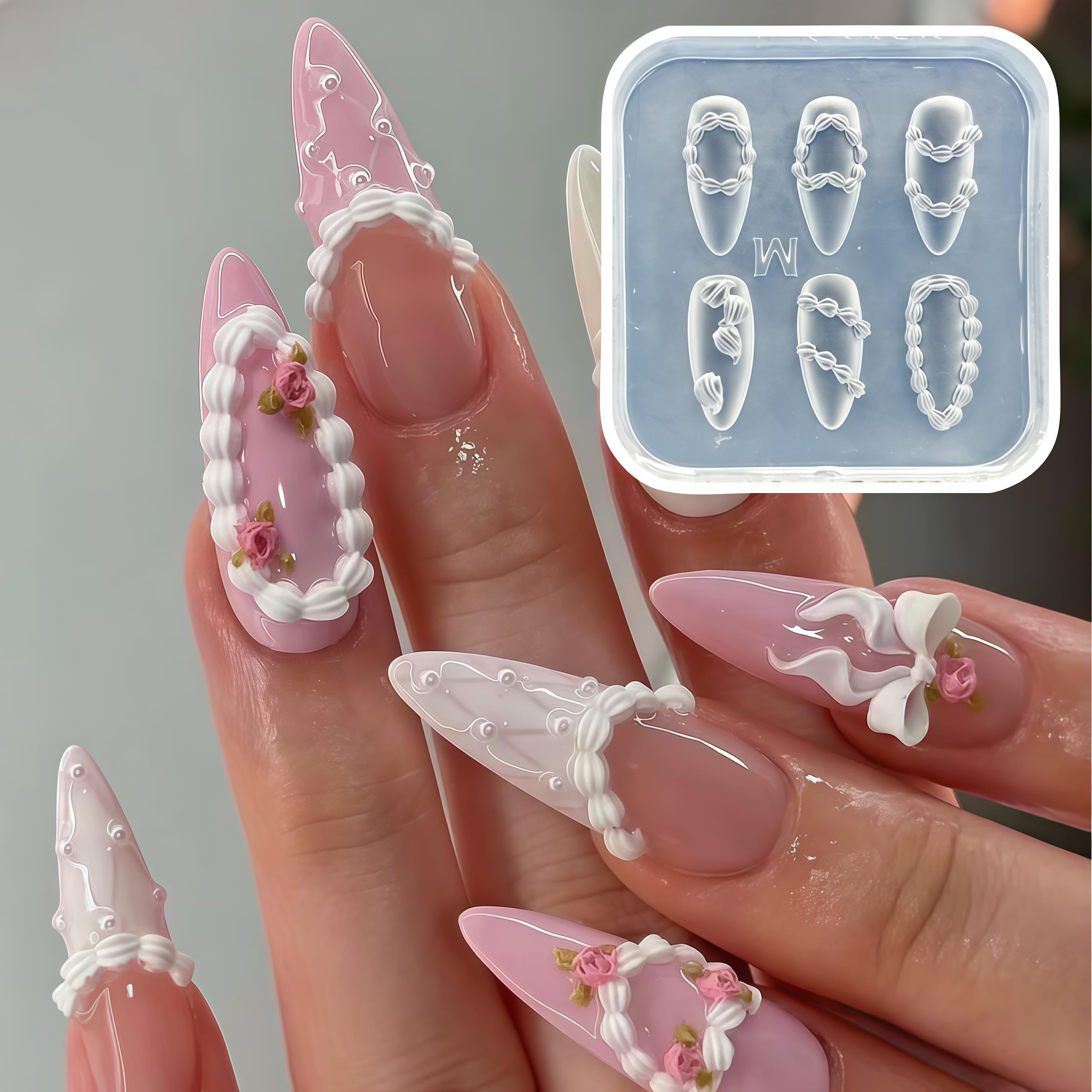 Close up view of the flexible strawberry and flower silicone templates for charms