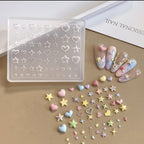 Completed 3D resin starburst charms freshly removed from the non stick silicone manicure tool.