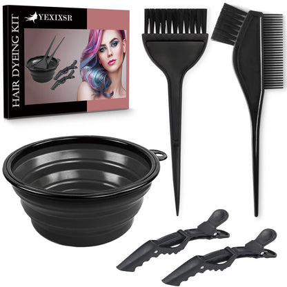 Compact reusable hair bleaching and coloring accessories kit components packed together