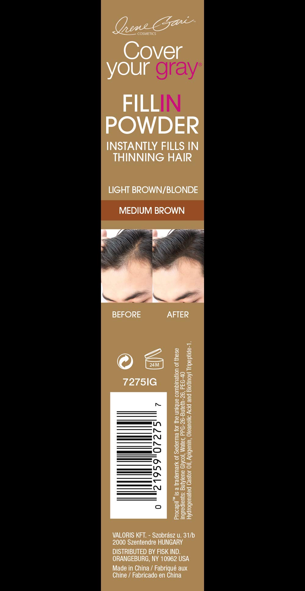 Cover Your Gray Fill In Powder Pro For Men opened compact demonstrating the mirror and internal shades.