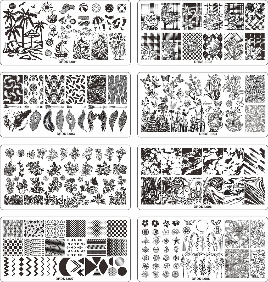 VNC nail art stamping plates featuring flower and animal designs
