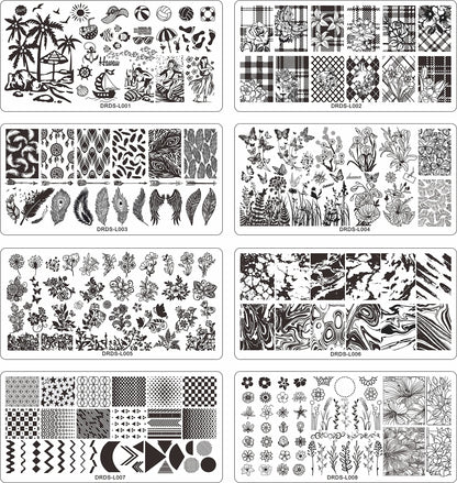 VNC nail art stamping plates featuring flower and animal designs