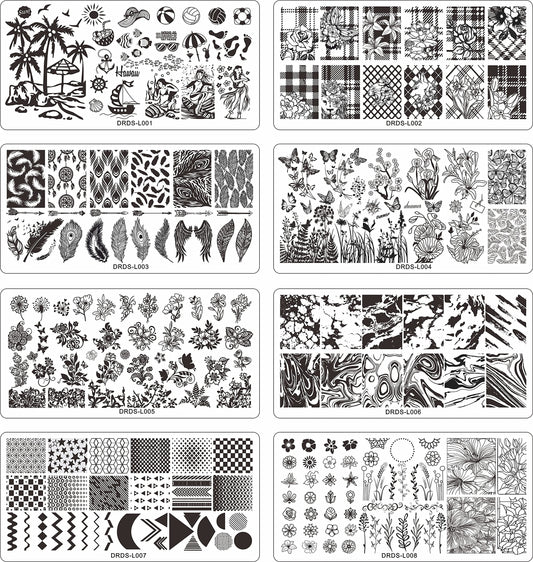 VNC nail art stamping plates featuring flower and animal designs