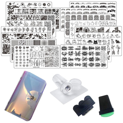 VNC nail stamping kit organized in the included storage bag