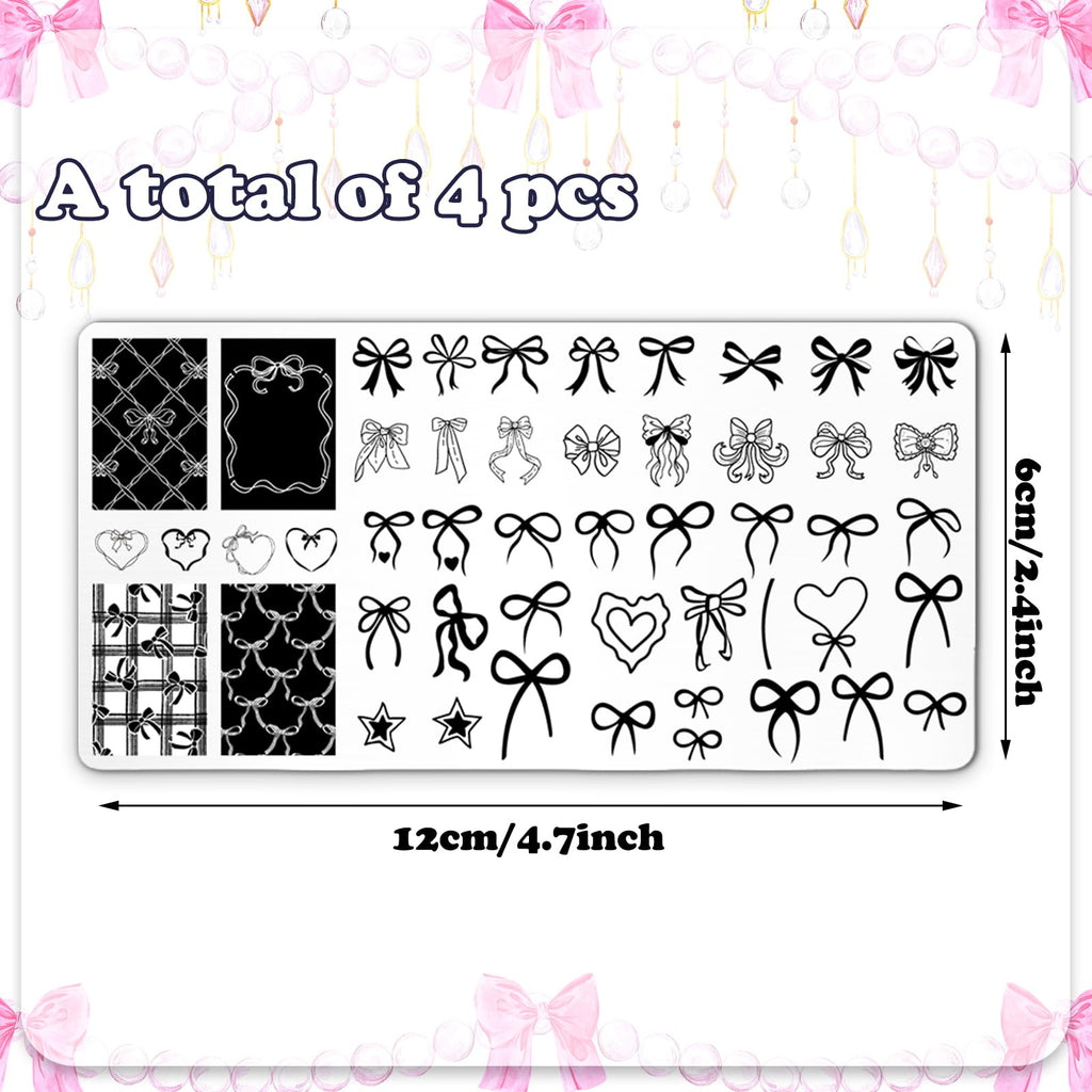 Close up view of the stainless steel heart and bear patterns on the manicure stencils.