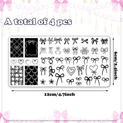 Close up view of the stainless steel heart and bear patterns on the manicure stencils.