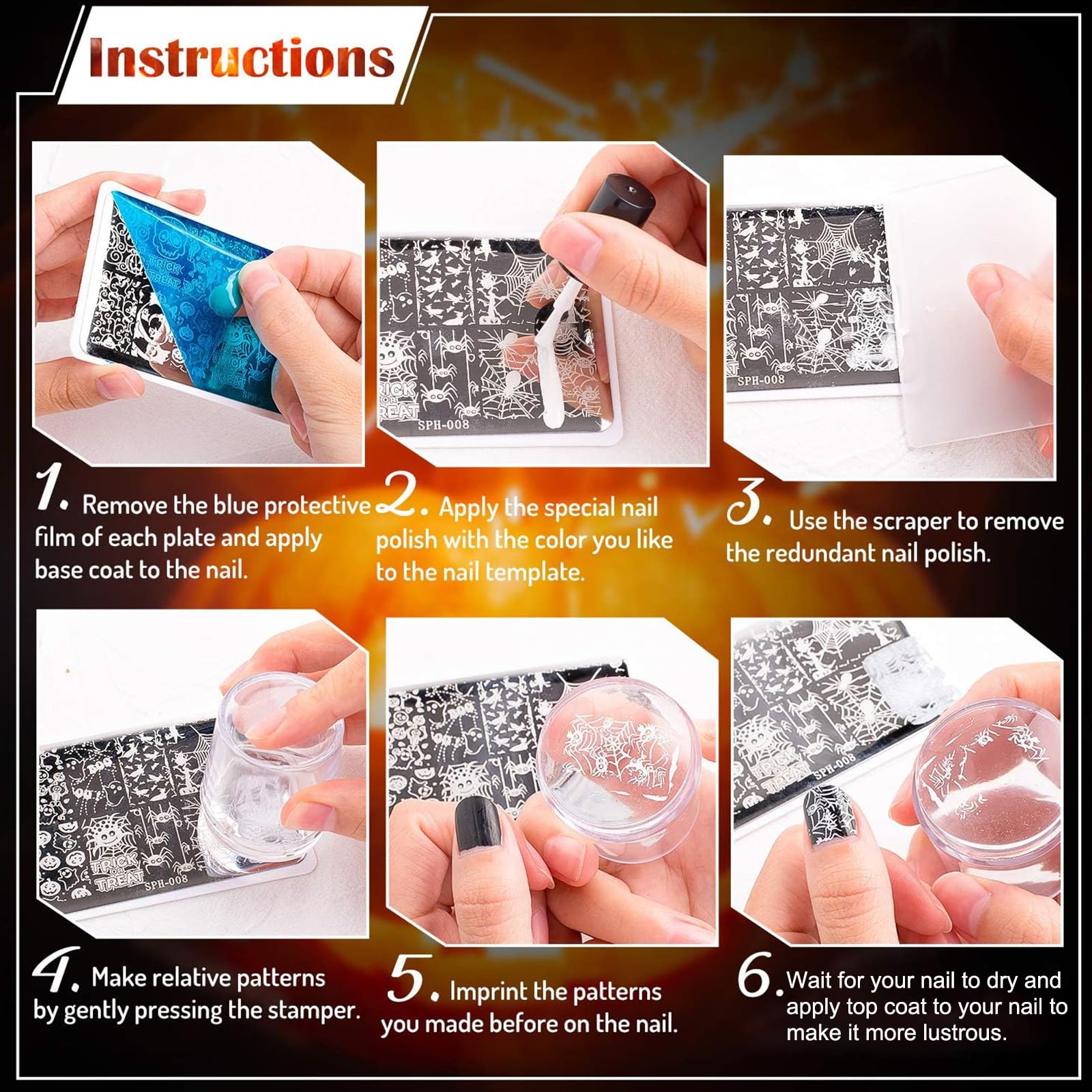 Four different styles of coquette theme nail art stencils arranged together.