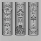 Close up of flexible silicone vintage nail mold displaying detailed baroque filigree designs