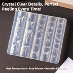 Close up view of translucent silicone nail charm carving mold featuring detailed romantic bows.