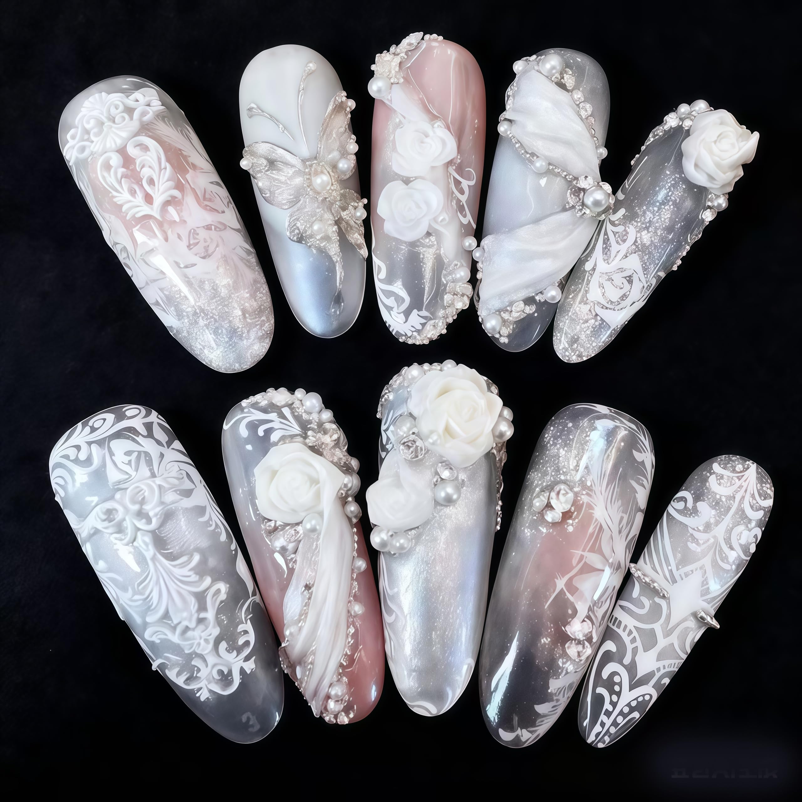 Demonstration of filling the BHCCXZ silicone template with UV gel for custom nail art