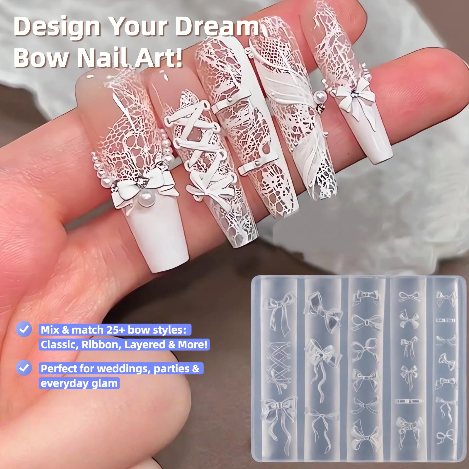 Zenoco reusable nail art sculpture mold filled with cured UV gel polish showing easy demolding action.
