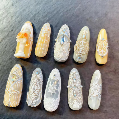 BHCCXZ retro pattern mold paired with professional nail art supplies and accessories