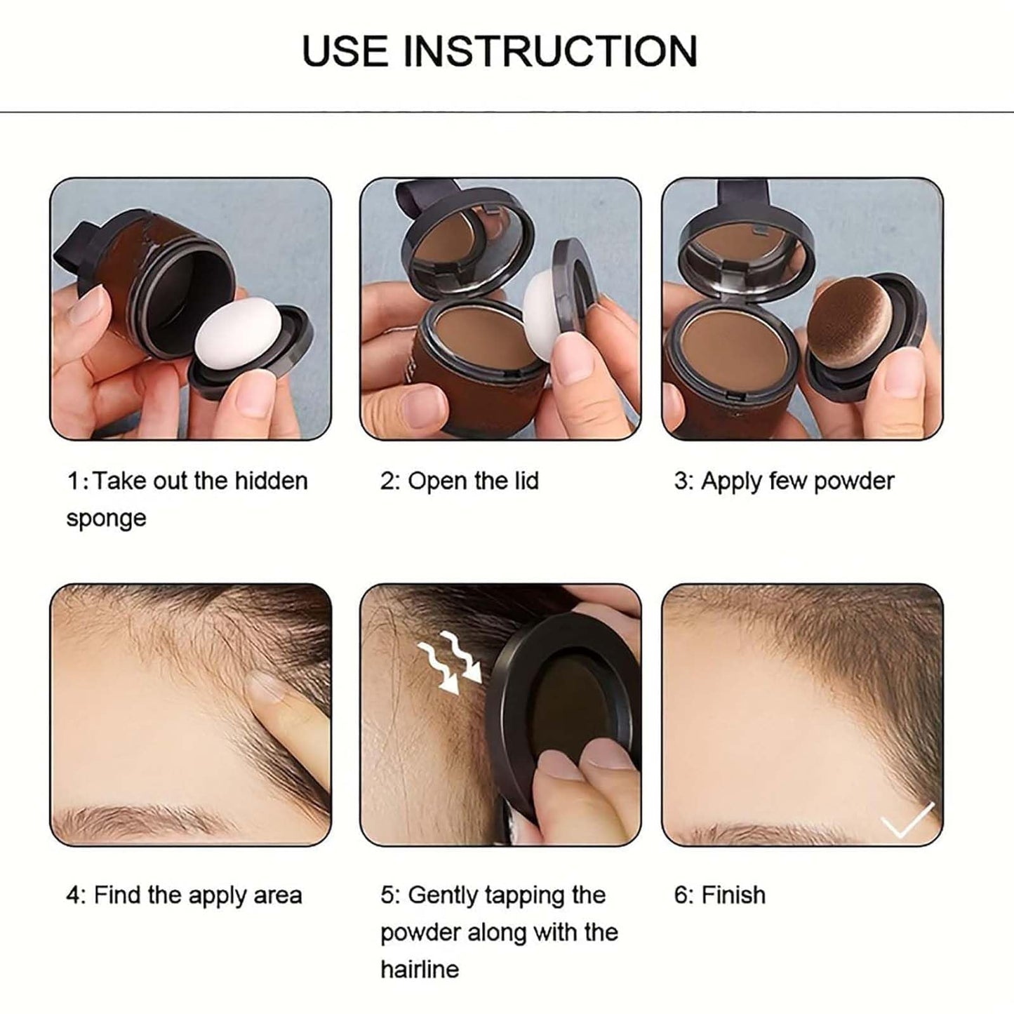 Authentic grey hair coverage powder side angle showcasing portable travel size design