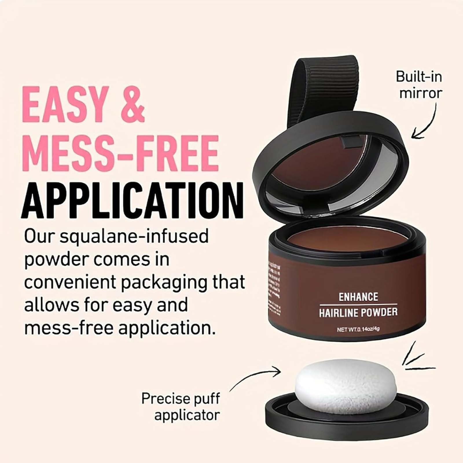 Hair concealer shadow powder texture closeup before blending on thinning hair areas
