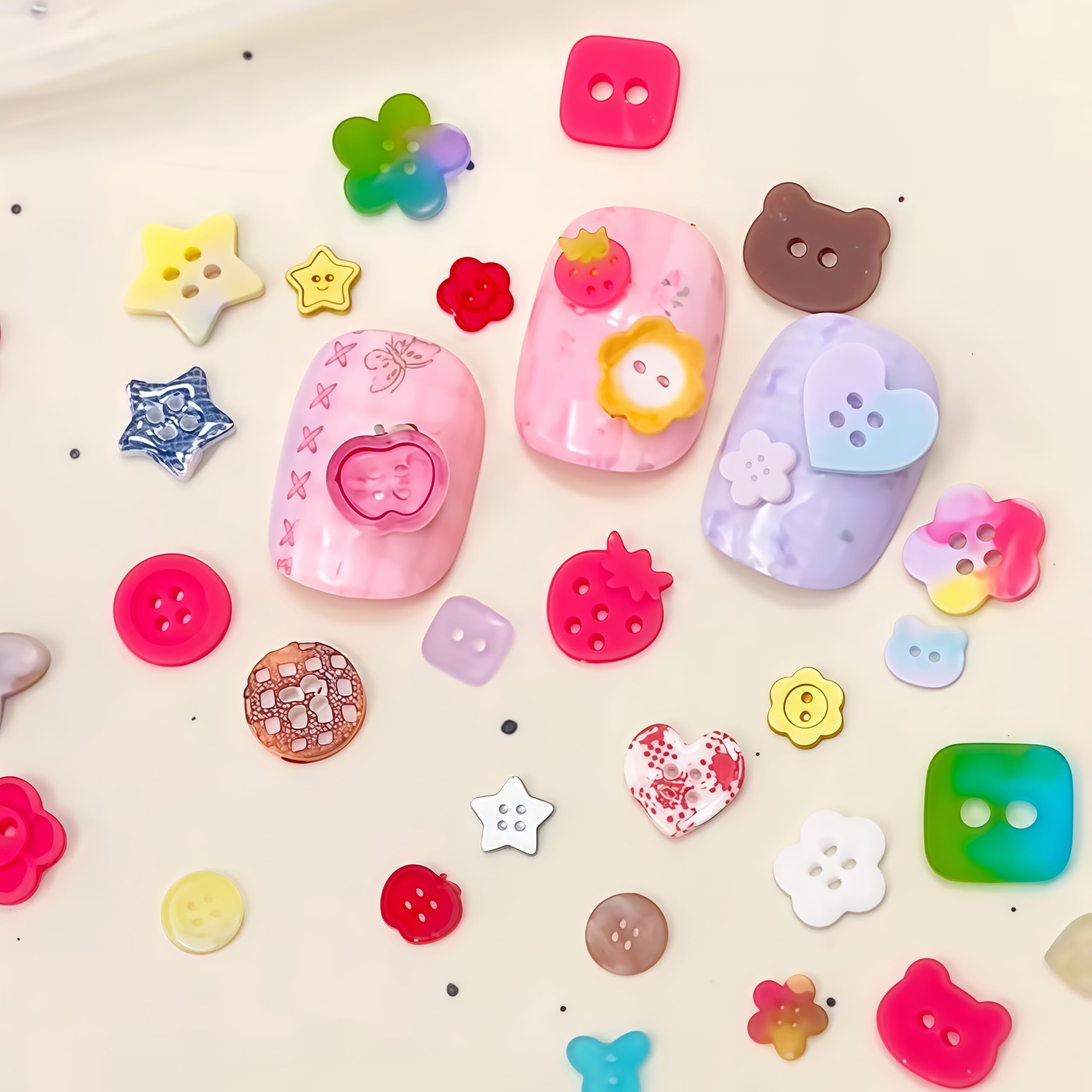 Transparent silicone nail art mold template filled with colorful UV gel shapes.