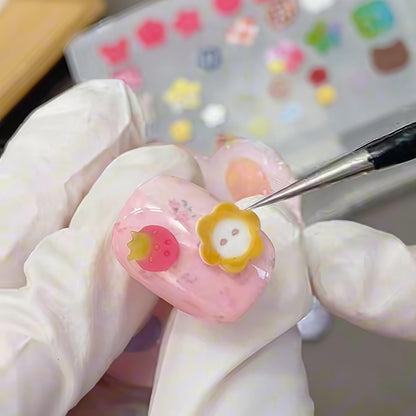 Closer view of the flexible button design resin mold for professional manicures.