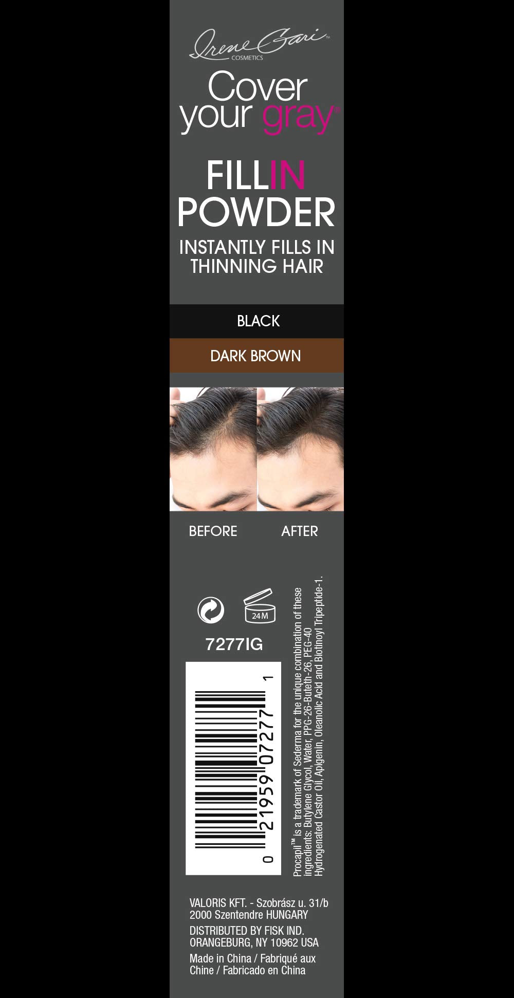 Cover Your Gray thinning hair concealer compact opened with applicator brush and mirror