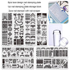 STZPRONAIL French tip silicone stamper tool transferring an intricate lace design onto a manicure.