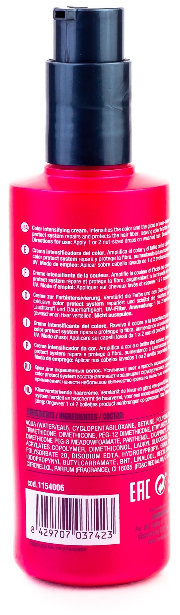 Leave-in hair cream for color protection featuring advanced UV sun filters.