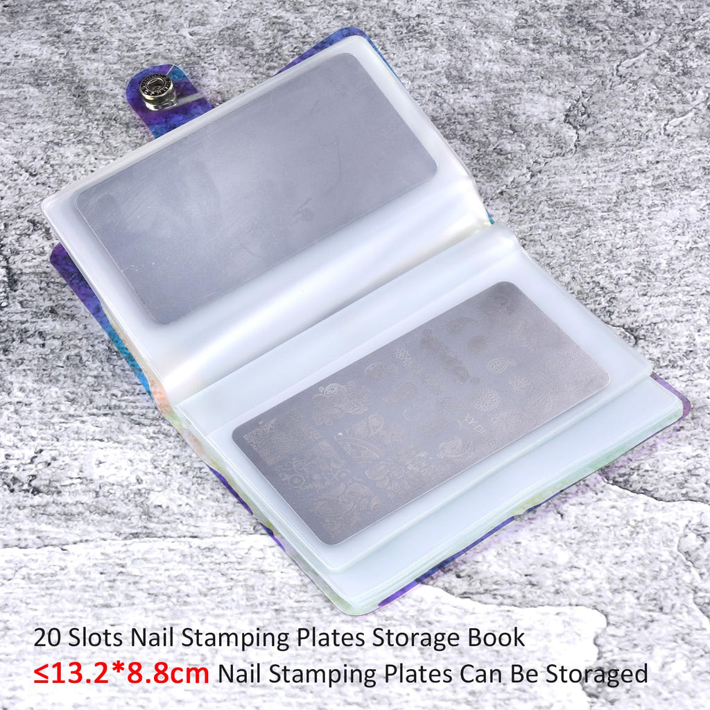 Laser-finished storage pouch containing the complete eleven piece nail stamping collection.