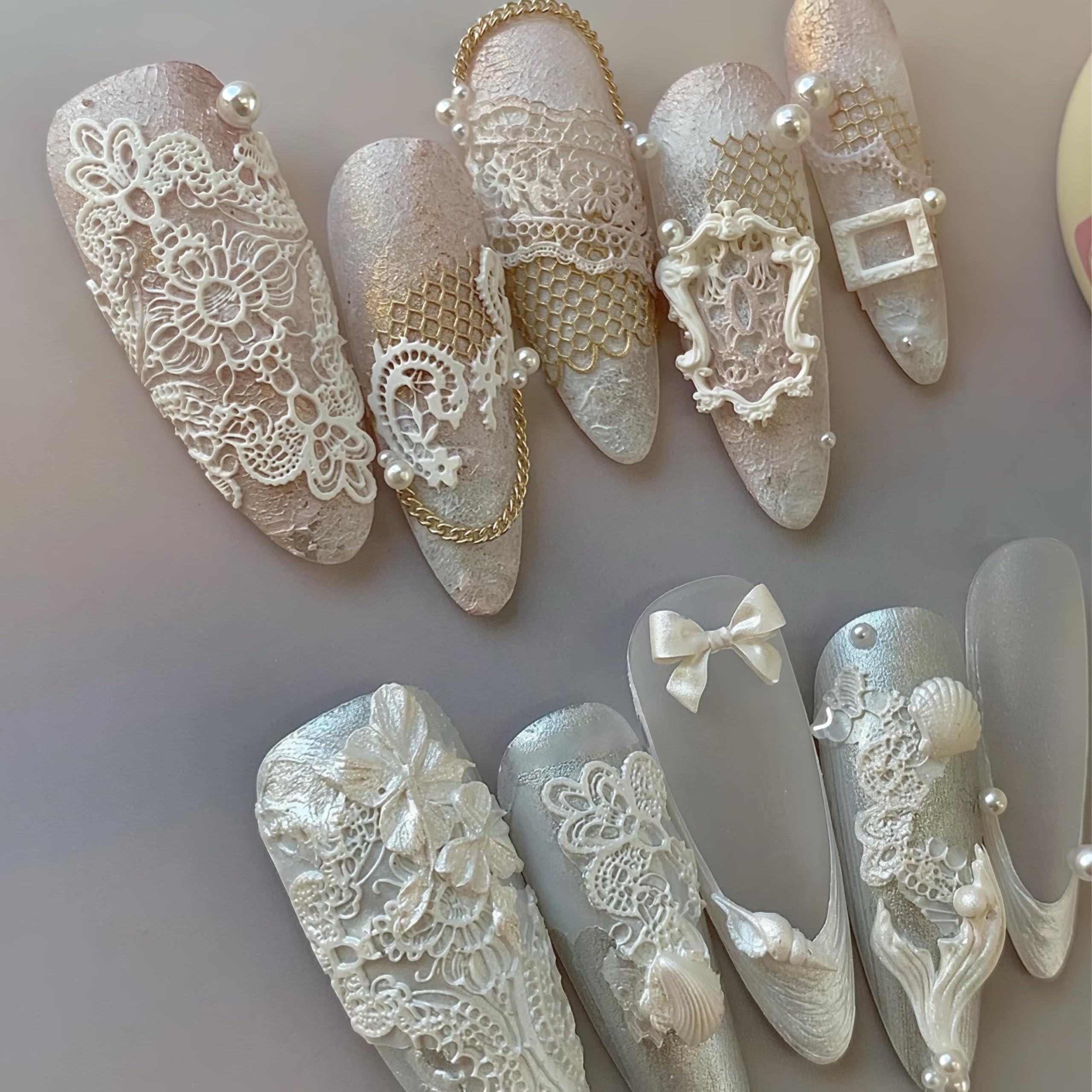 Close up of the flexible BHCCXZ silicone manicure tool demonstrating how easily the cured gel charms release