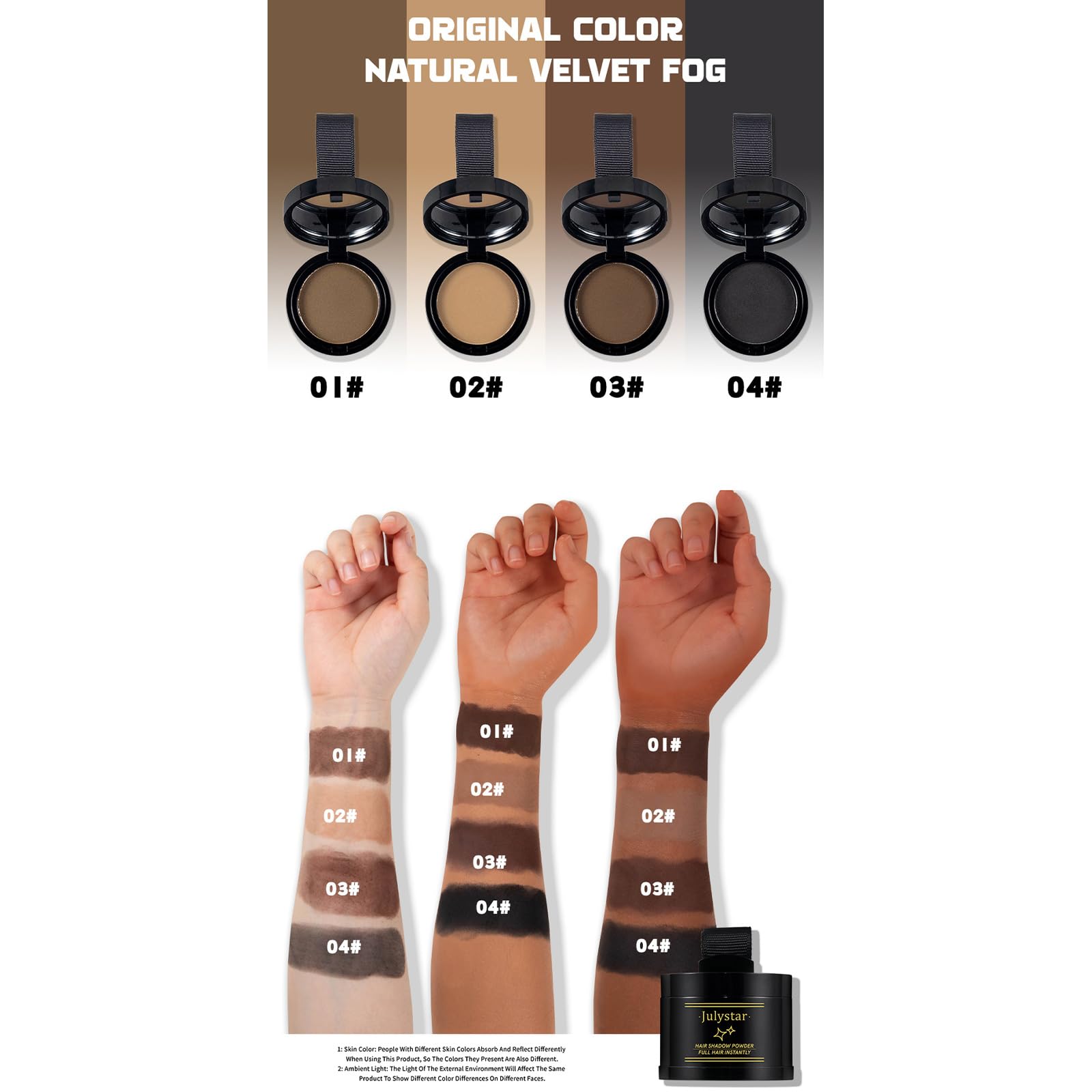 BEAUTYATH temporary root touch up powder shade presentation