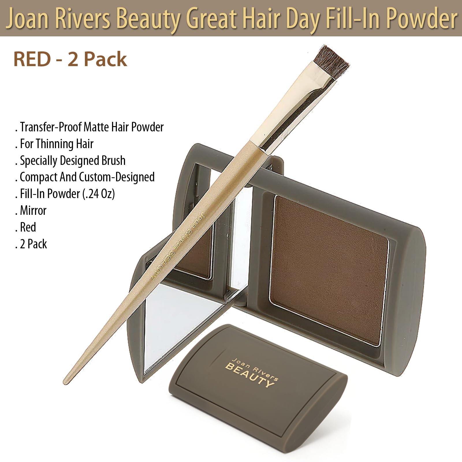 Joan Rivers Beauty hair touch up system packaging details showing red shade assortment