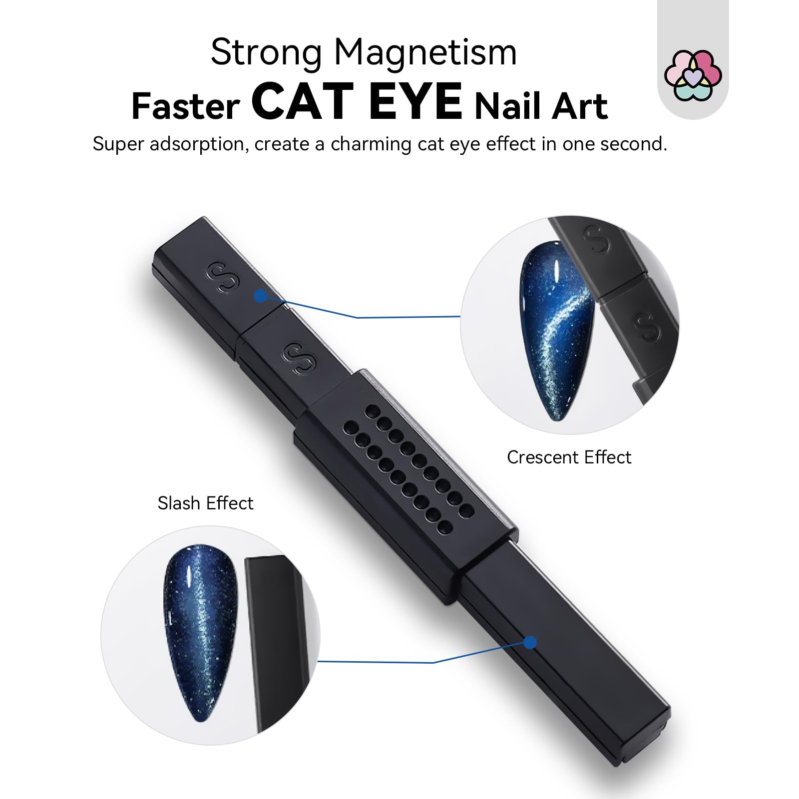 Selection of 9 different magnetic nail tools for professional manicures