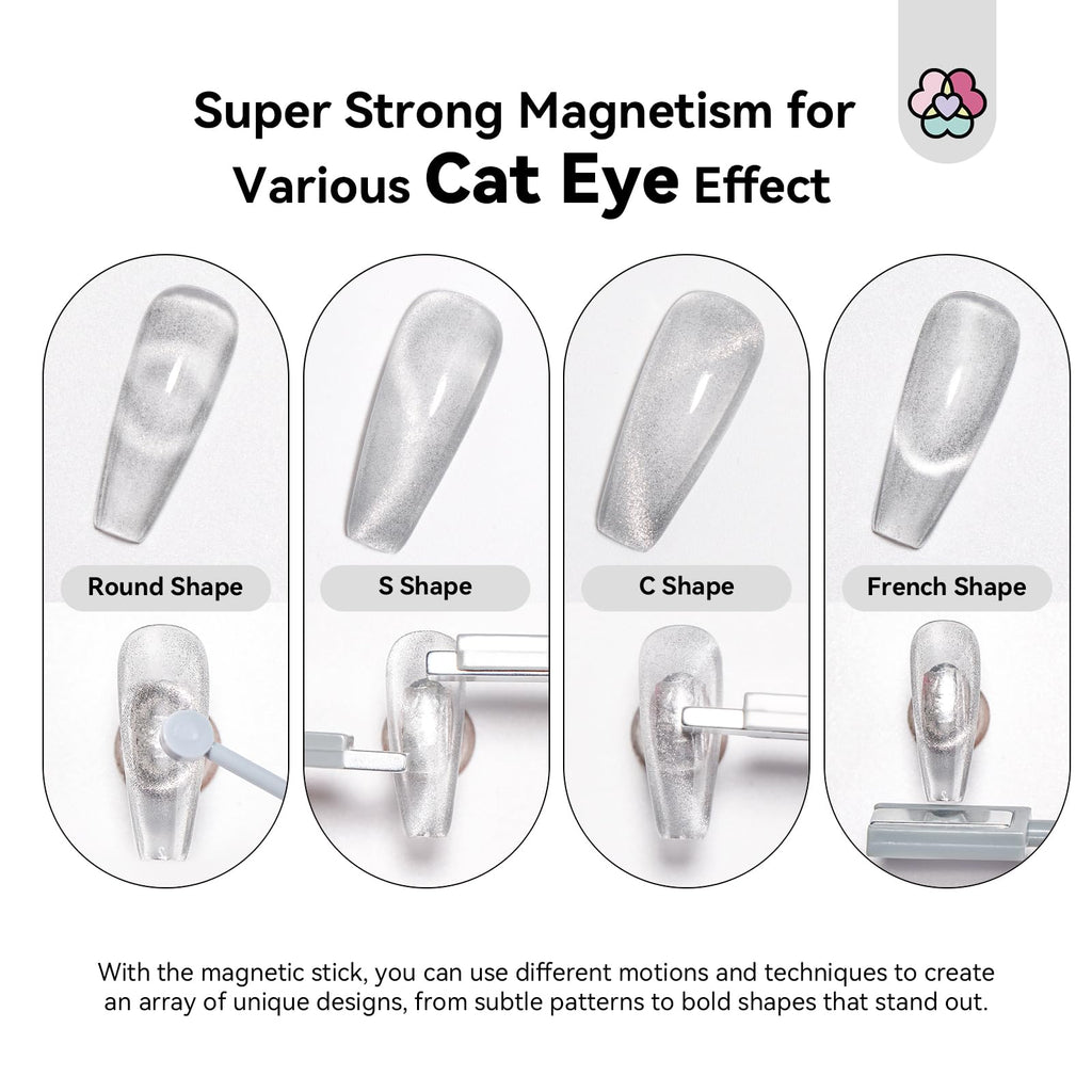 Demonstration of cat eye magnetic gel polish design using Saviland tools
