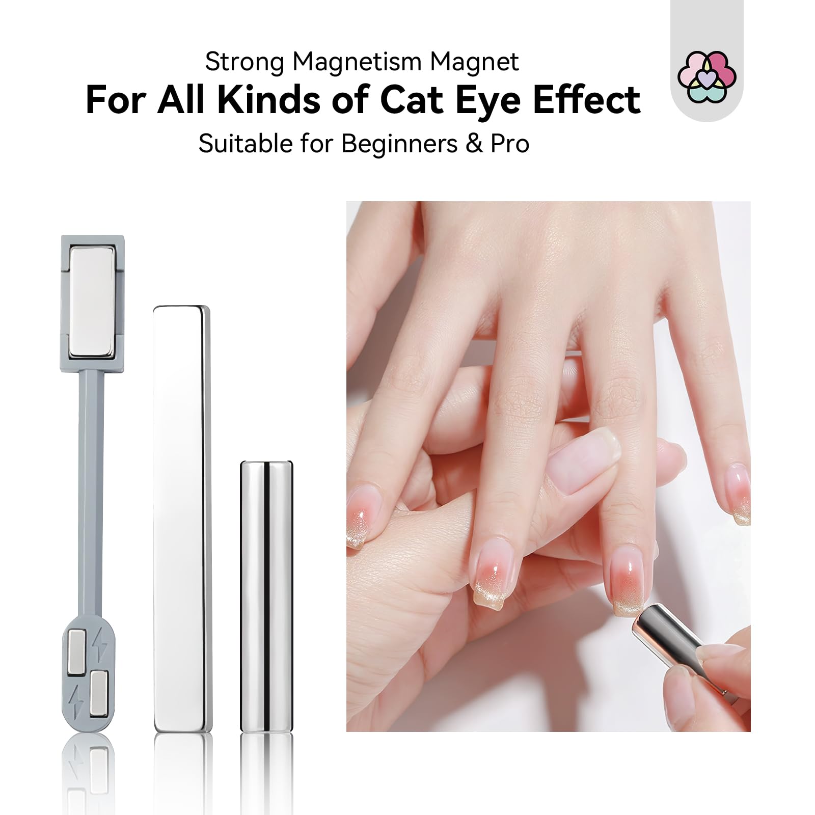 Double ended magnet sticks for 3D nail art effects