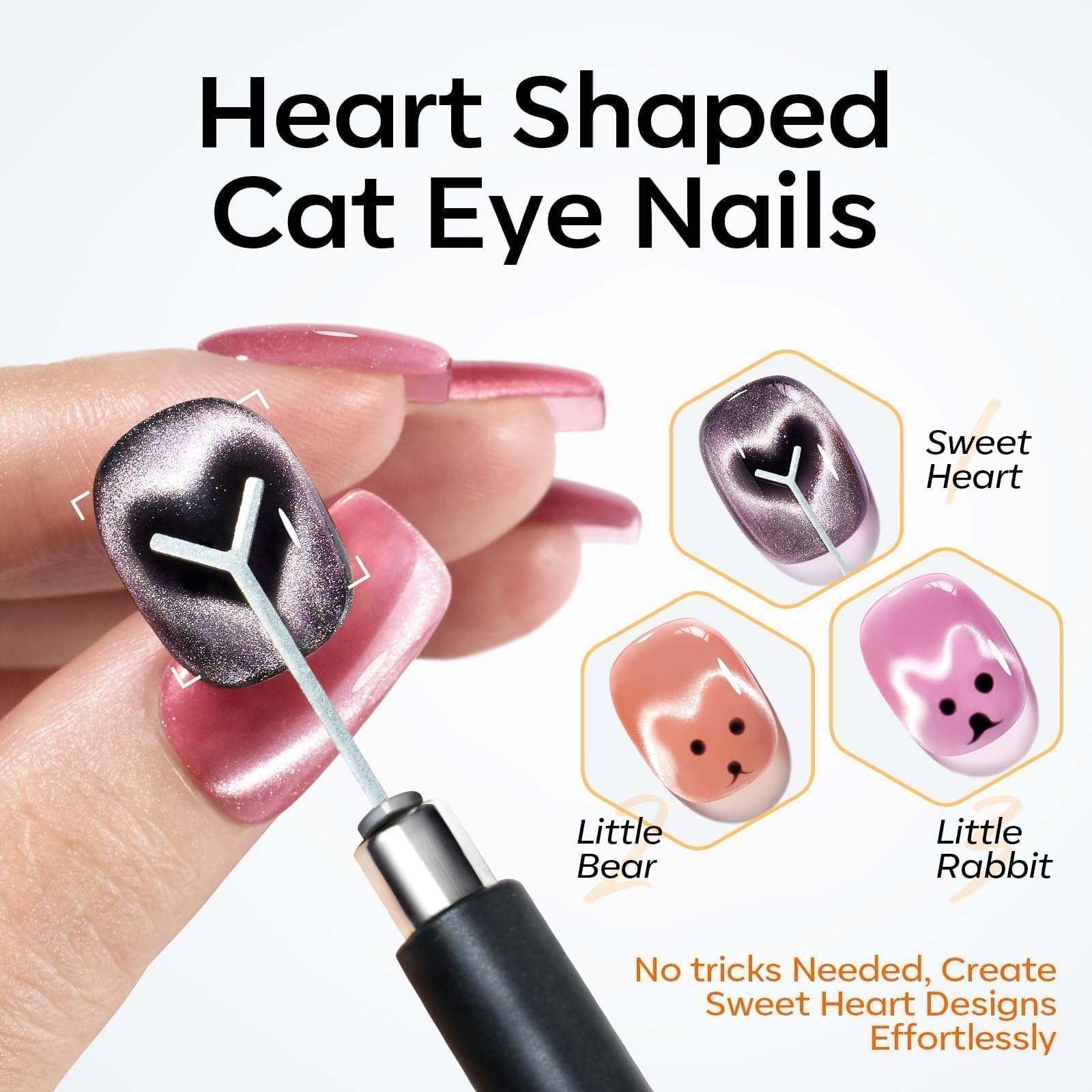 Close up of diverse magnetic shapes in Modelones nail kit