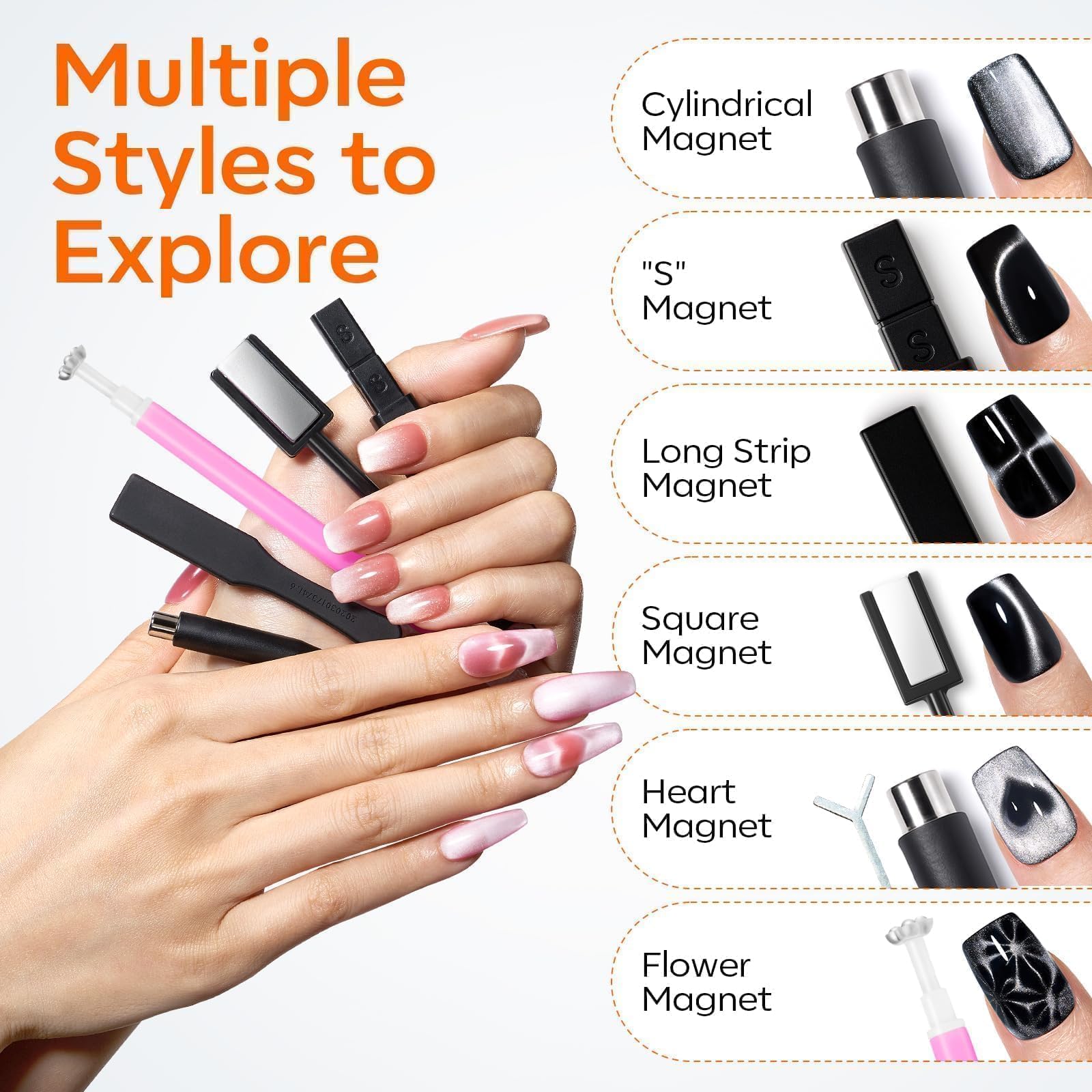 Modelones magnetic wand creating heart design on nails
