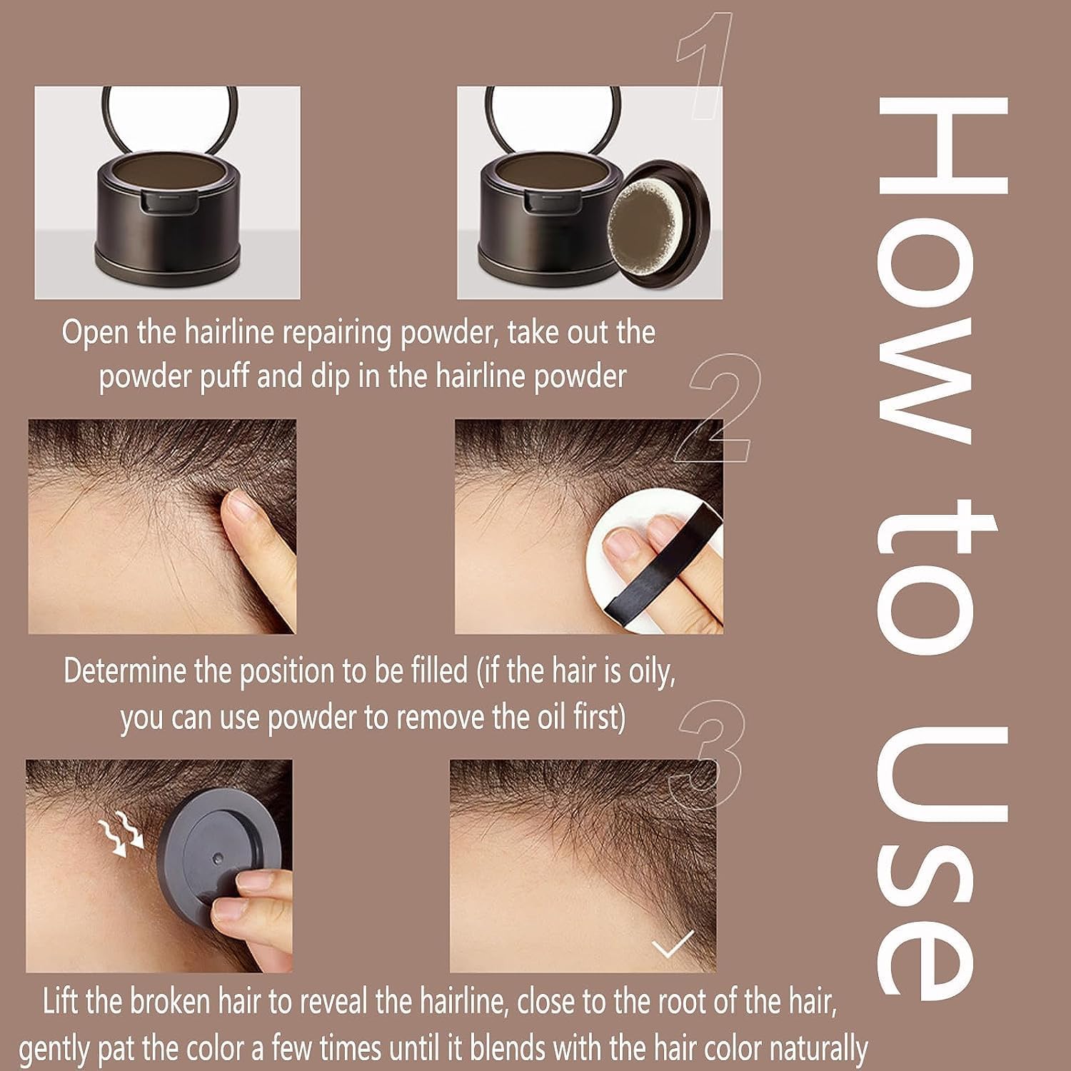 Boldify light blonde hair shading powder open container showing mirror and puff applicator