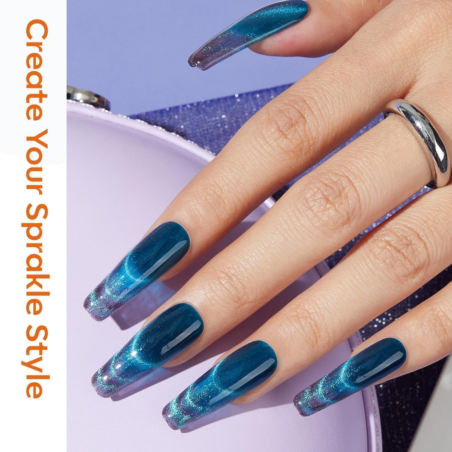 Professional cat eye nail art created with Modelones tools