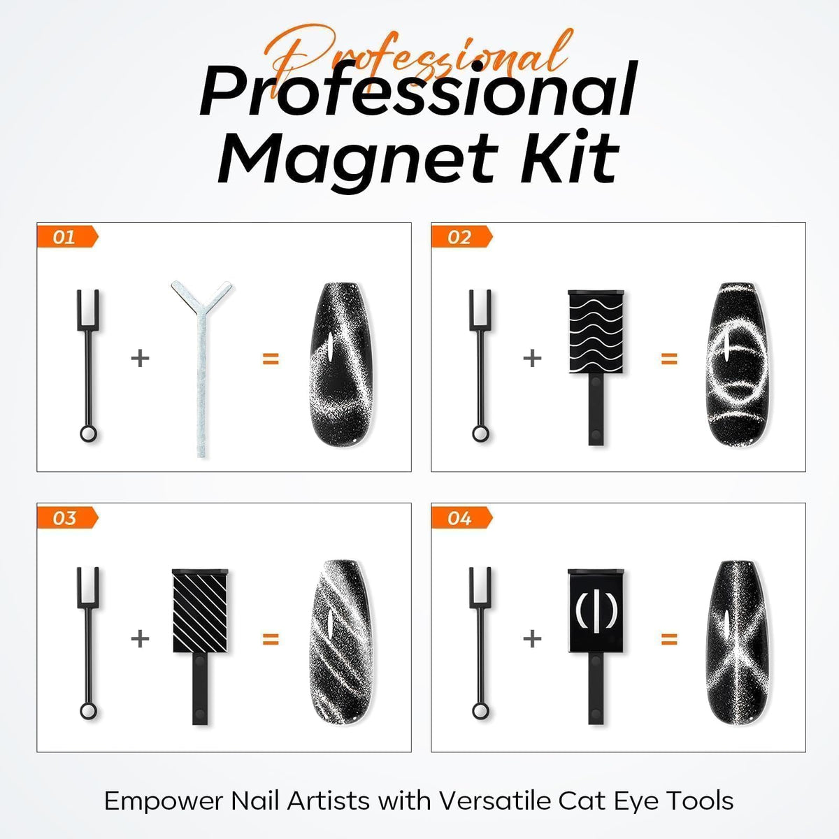 Using Modelones magnetic stick for French tip nail effect