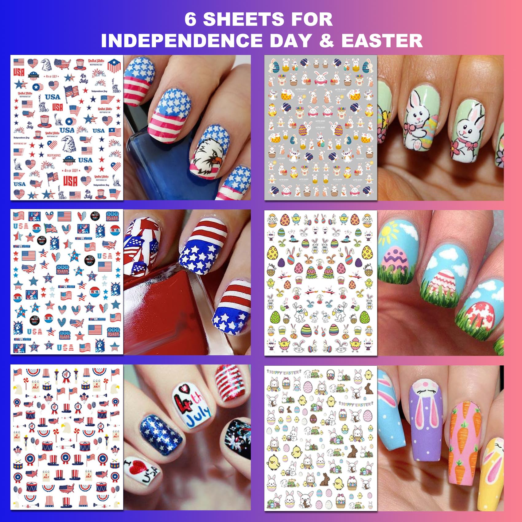 Close up of seasonal holiday nail art decals on sticker sheets