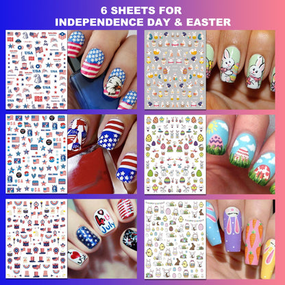 Close up of seasonal holiday nail art decals on sticker sheets