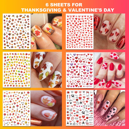 Assorted Christmas and Halloween nail sticker designs from Iddfeve