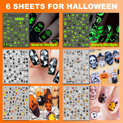 Self-adhesive nail art stickers applied to manicured nails