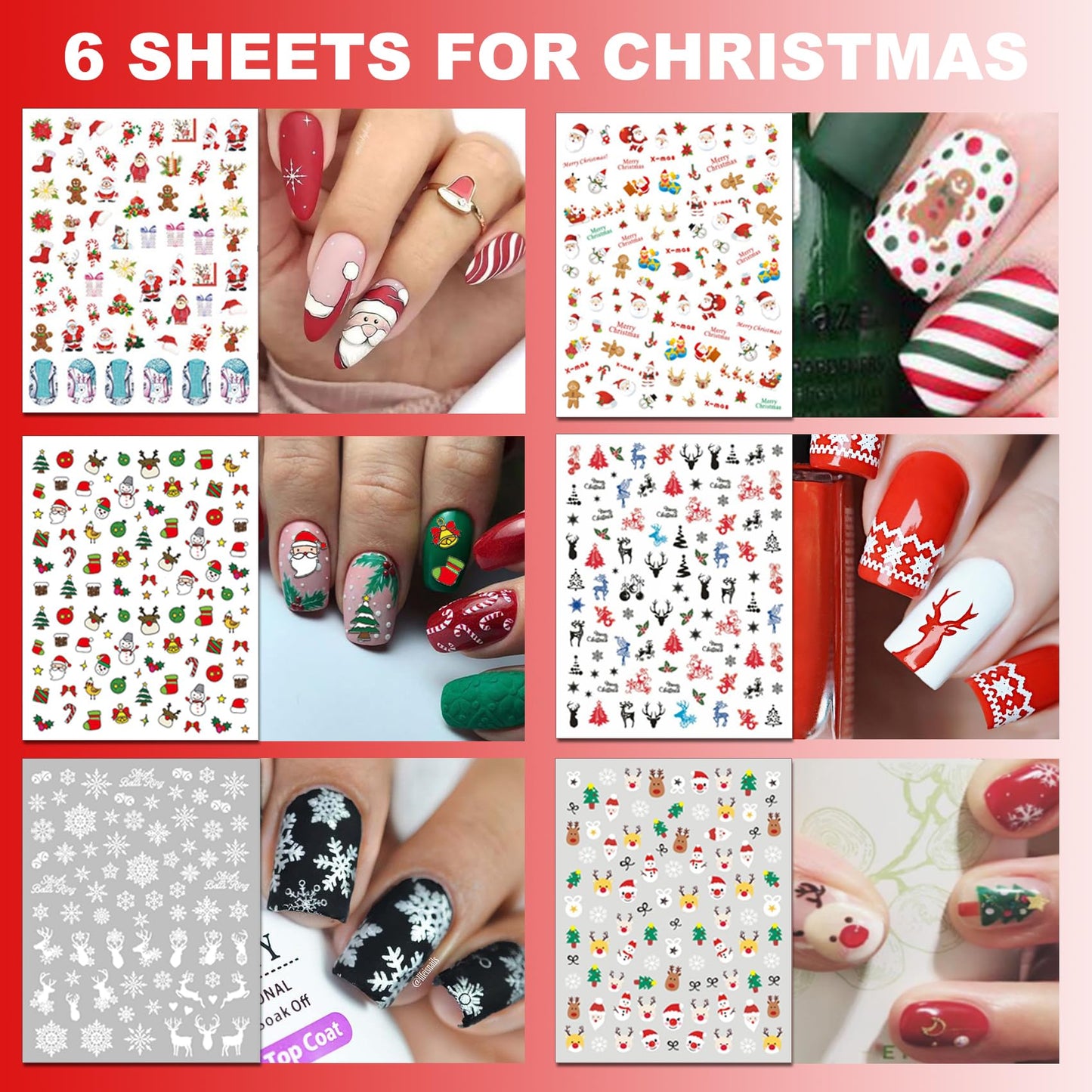 Top down view of 30 sheet nail decal collection