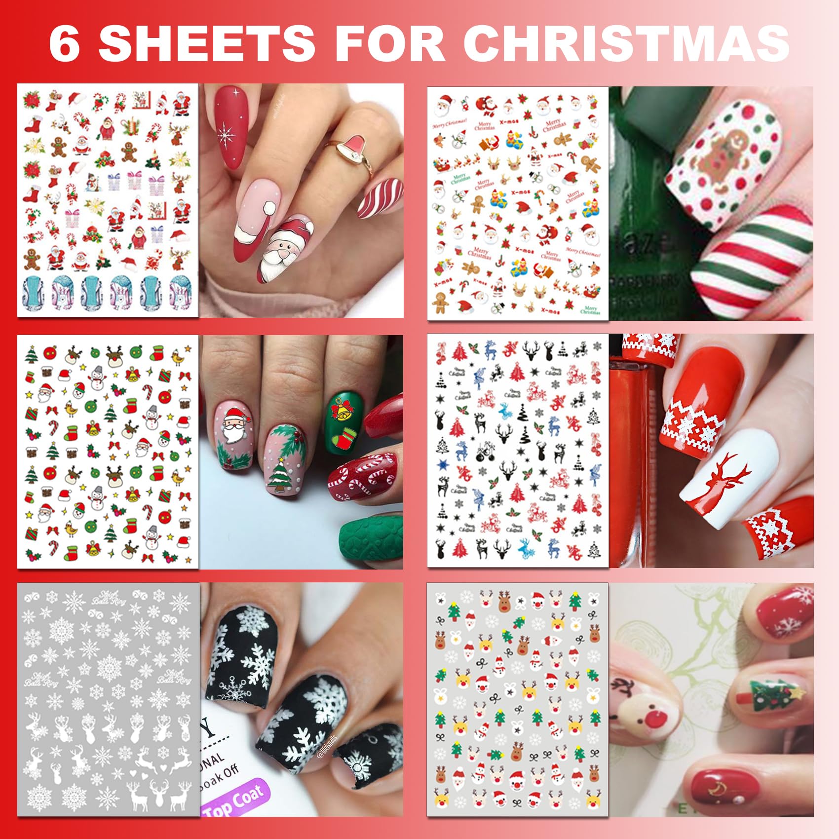 Top down view of 30 sheet nail decal collection