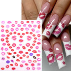 SHUXILIN romantic kiss lips and heart nail stickers close up