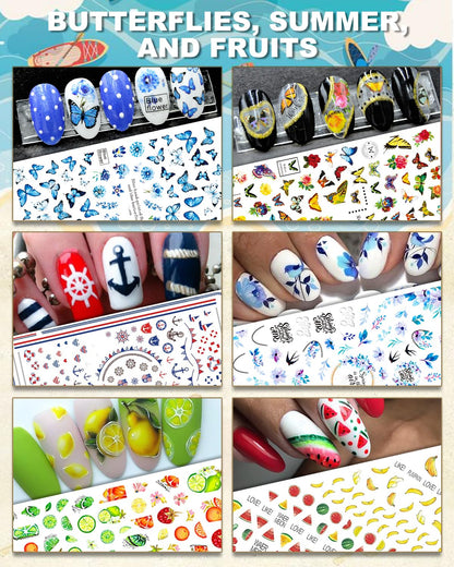 Assorted holiday theme nail art sticker sheets collection
