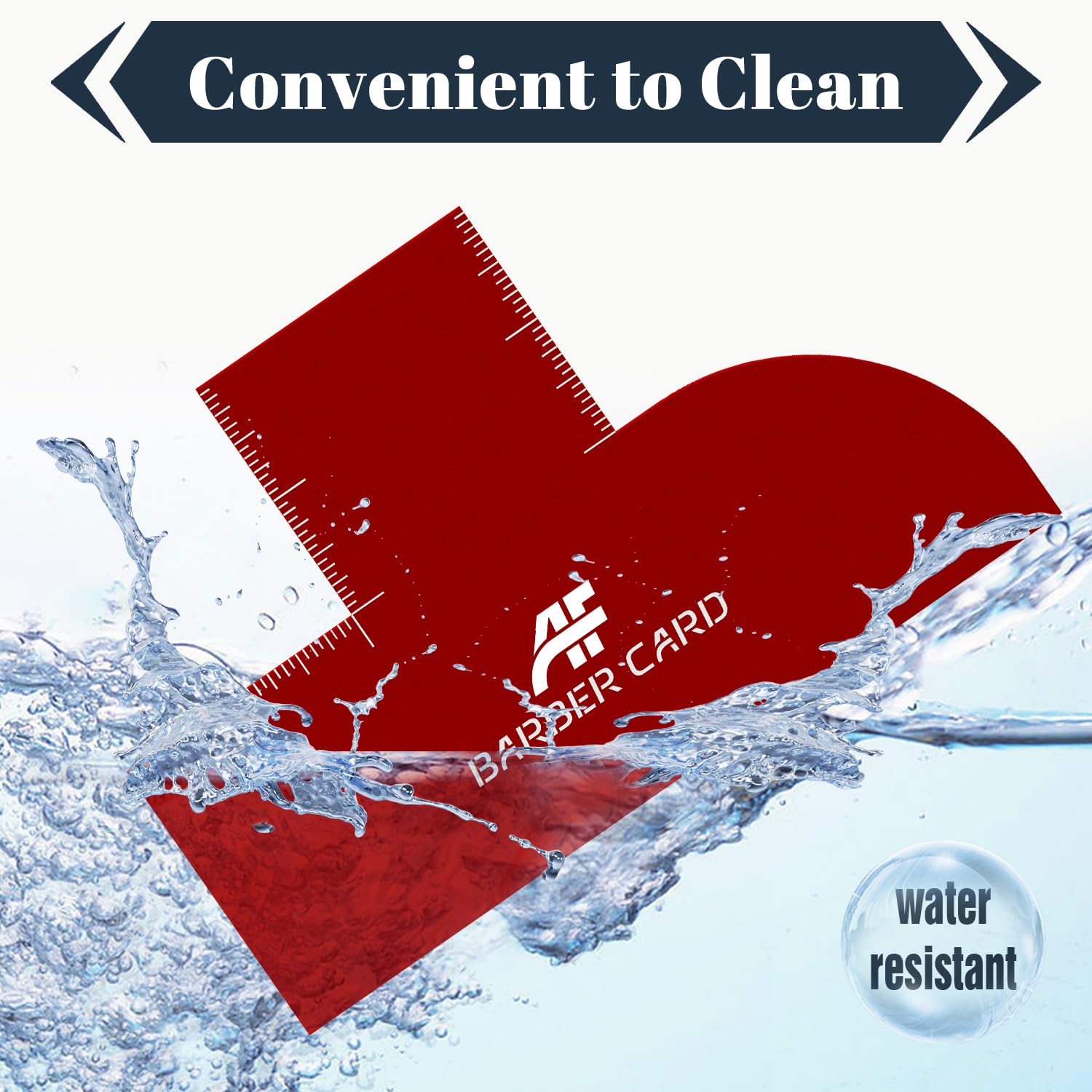 Premium flexible red barber stencil shield preventing overspray during hair fiber application.